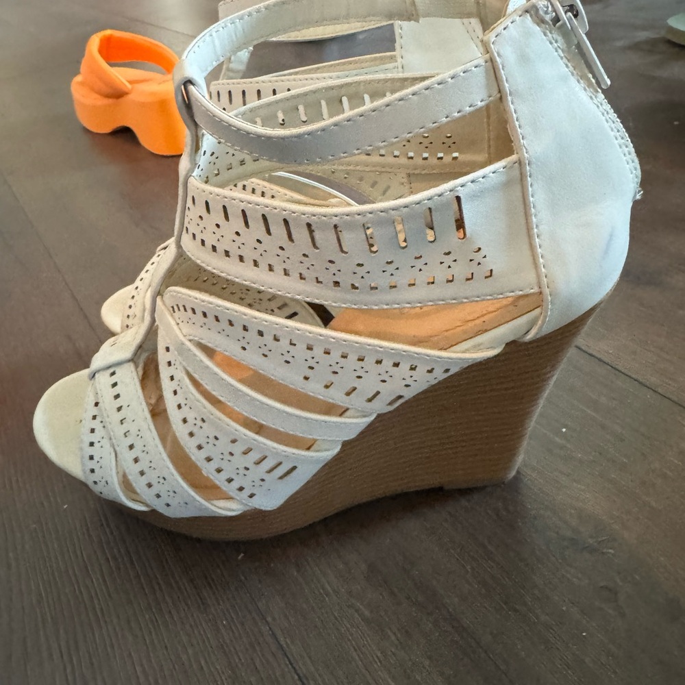 Elegant White Wedge Sandals